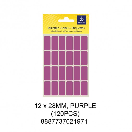 MAYSPIES MS-12X28MM COLOUR LABEL / 5 SHEETS/PKT / 120PCS / 12X28MM PURPLE